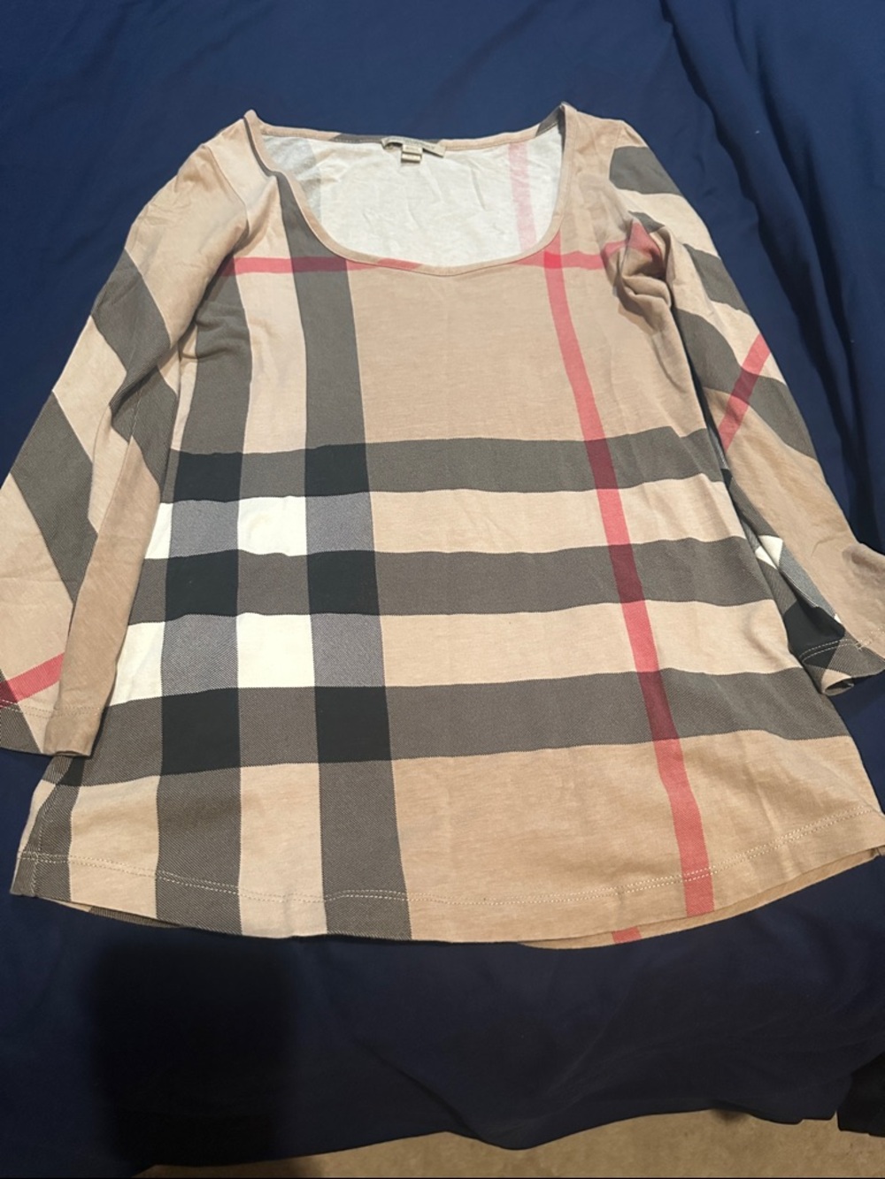 Burberry Brit Lightweight Tee in Cream & Black Trim